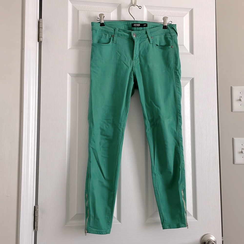 Just black green denim pants